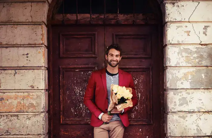 Man with Flowers for his Date